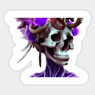 Goddess close-up portrait skull with mohawk Sticker